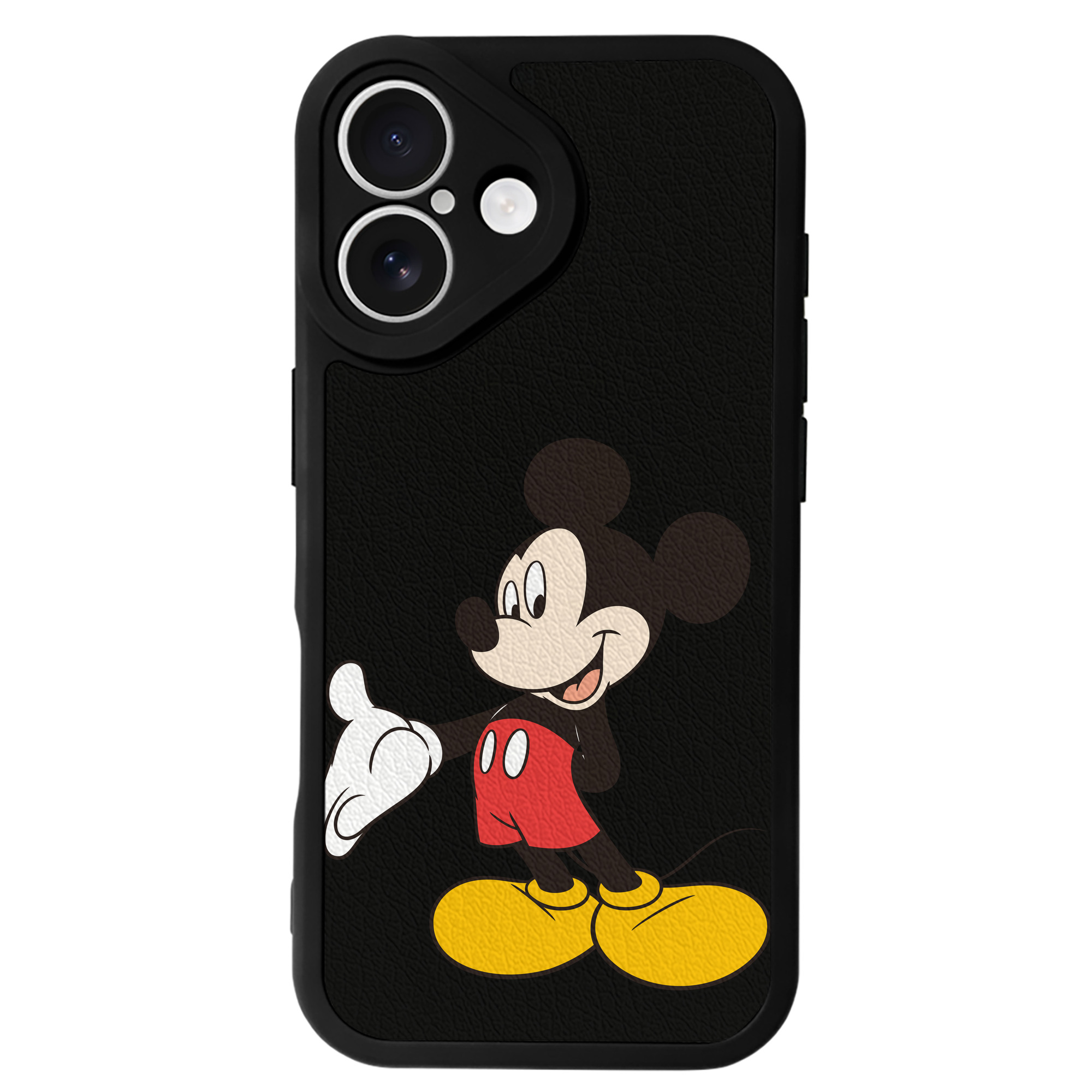 （画像用） ミッキーマウス Mickey Mouse 【iPhone 16シリーズ対応】シリコンスマホケース（レザー調） 材質：シリコン